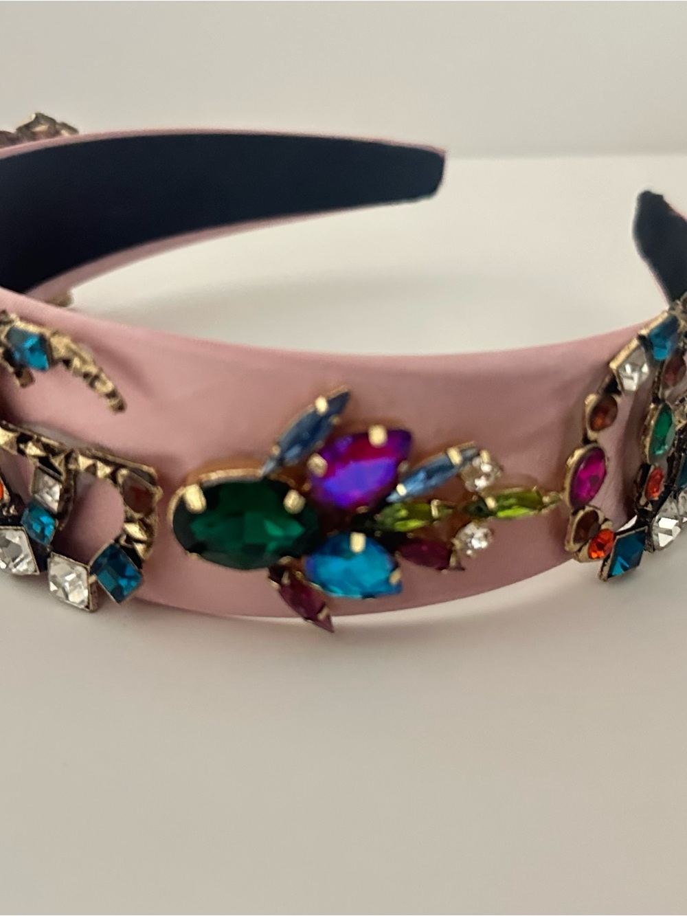 Pink Jeweled Statement Headband - Multicolor Crystal Accents